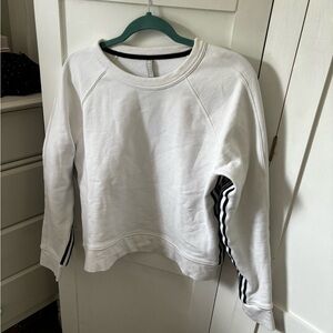 Athleta White Striped Sweatshirt